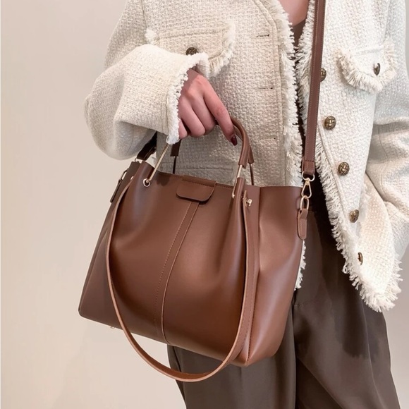 Brown Minimalist Double Handle Square Bag - Picture 7 of 10